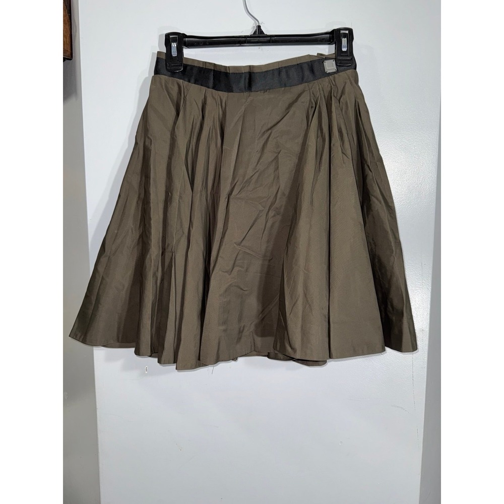 Adolfo‎ Dominguez olive and black flare skirt dressy Spain women's 2